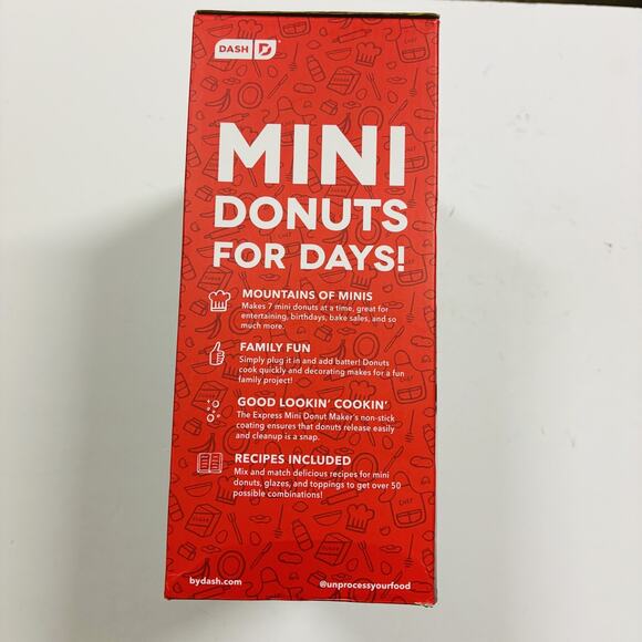 New In Box DASH Express Mini Donut Maker Nonstick Cooking Surface Aqua Color New - Picture 8 of 10